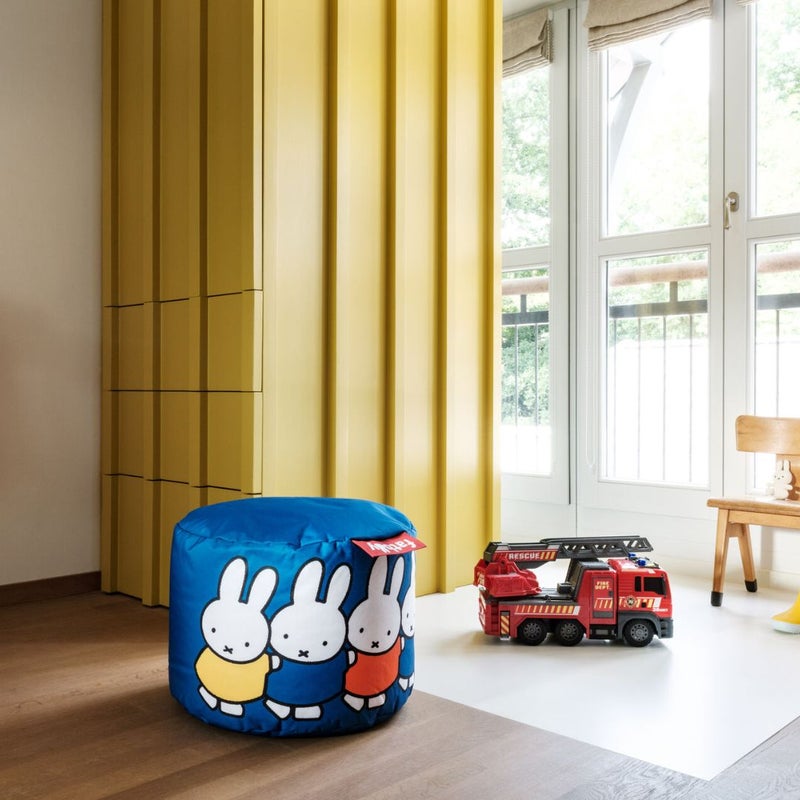 Fatboy Point Pouf (Small) x Miffy | Multifunctional Use as a seat, footrest, or side table | Designed for indoor use | EPS bead filling | Lightweight and easy to move | 50 × 35 cm - Blue - Image 2